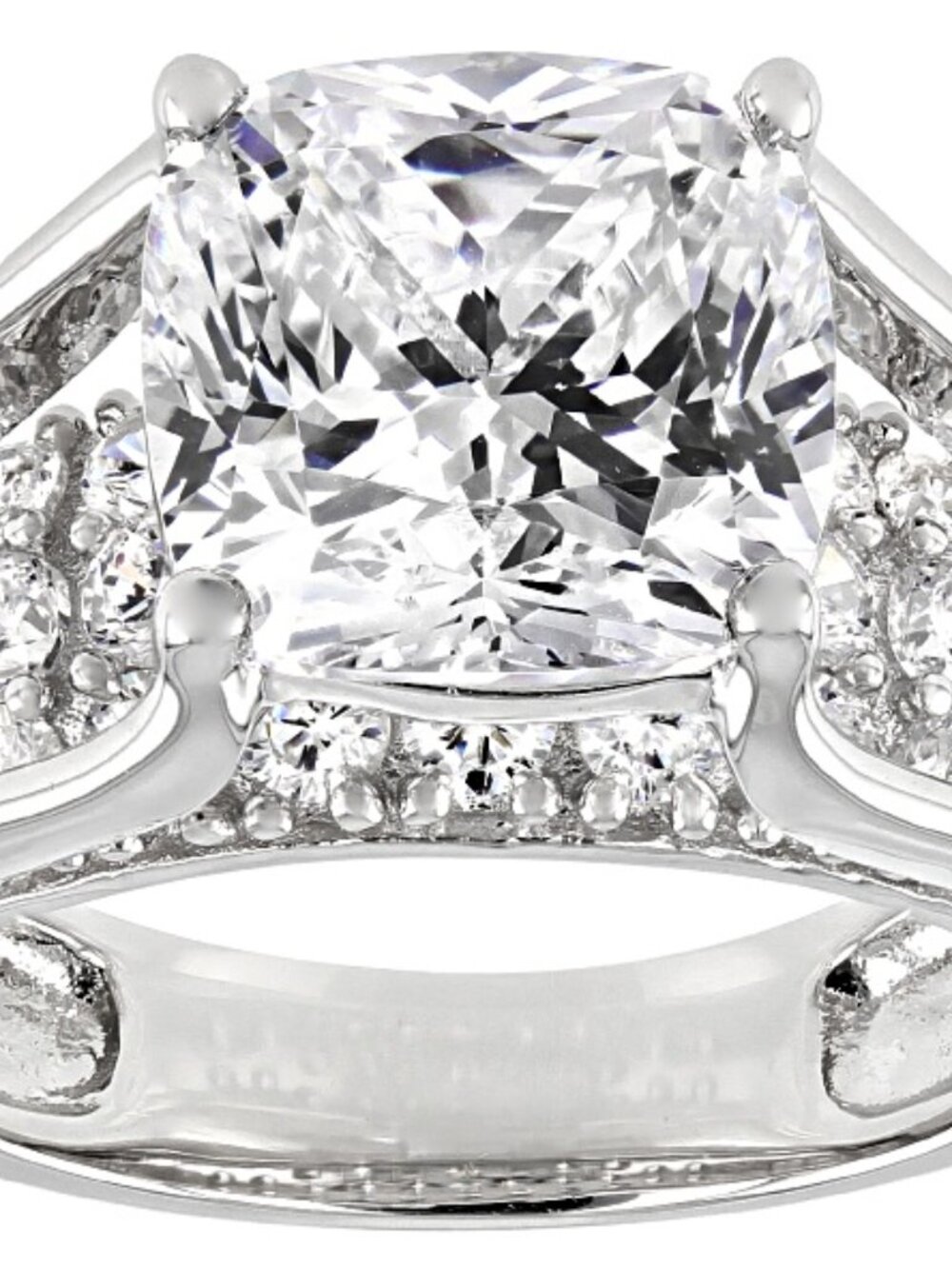 White Cubic Zirconia Rhodium Over Sterling Silver Ring 9.91ctw. Size 10